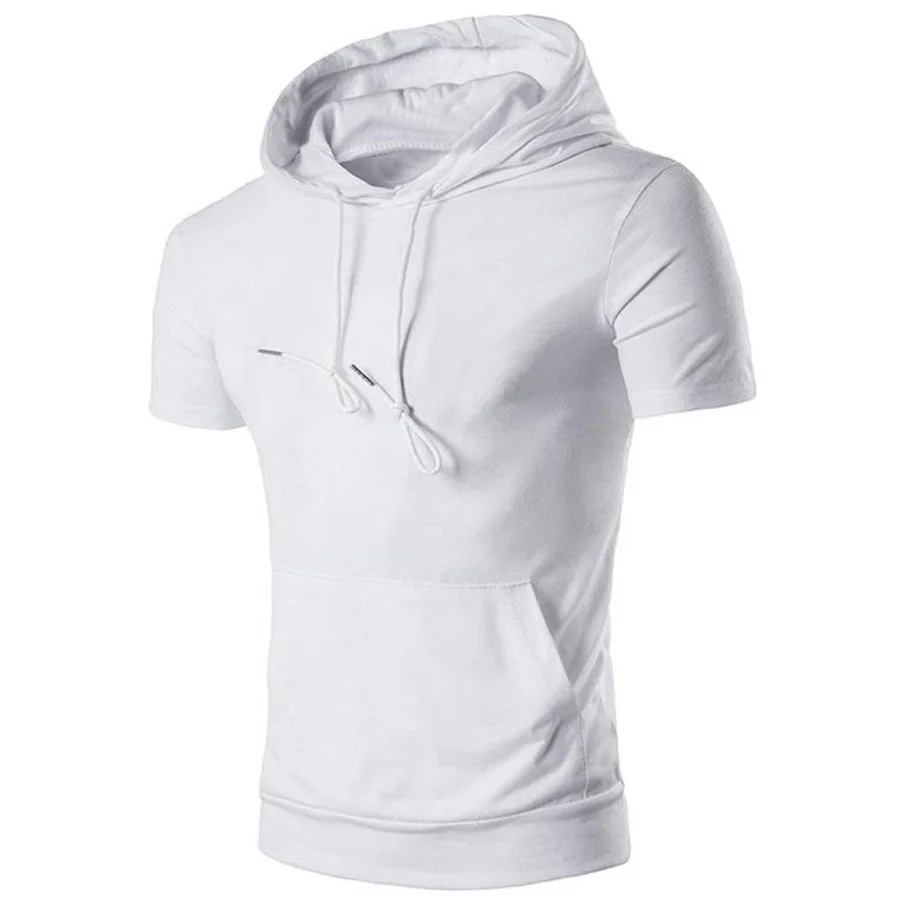 

MUQGEW Men's Fashion Short Sleeve Gyms Hoodies Hip Hop Hoodie With a Hood Cotton Sweatshirt Sportive Streetwear Uomo Clothing