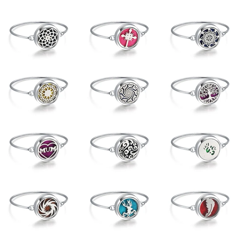 

32 designs Aroma Bracelet Diffuser Jewelry Stainless Steel Perfume Essential Oil Diffuser Aromatherapy lockets Bracelets women