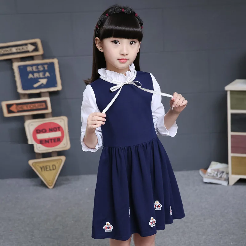 Girls'Long Sleeve Dresses 2009 New Princess Girls' Spring Dresses Children's Crown Korean Edition Children's Skirts