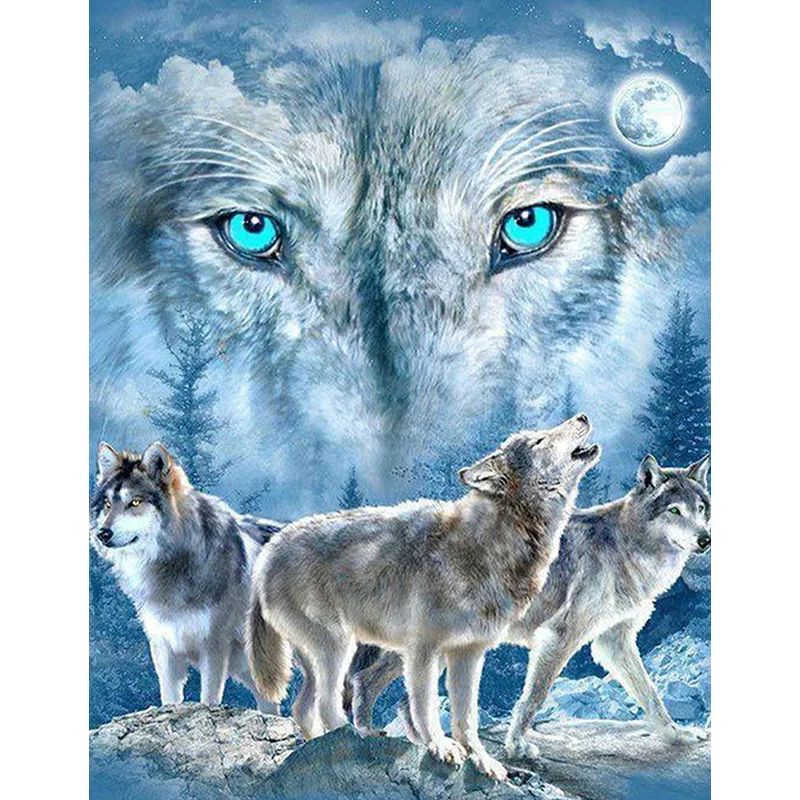 

5D DIY Diamond painting Anmial Wolf Full Square/ Round Diamond embroidery Cross stitch Diamond crystal Wall Painting