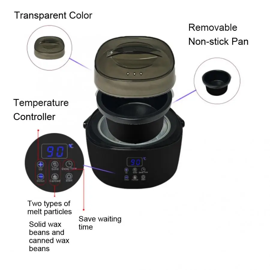 Восковые бобы цифровой дисплей сенсорный экран воск нагреватель+ 50 г восковые Бобы+ 10 шт. палочка+ 3 чаши для удаления волос воск