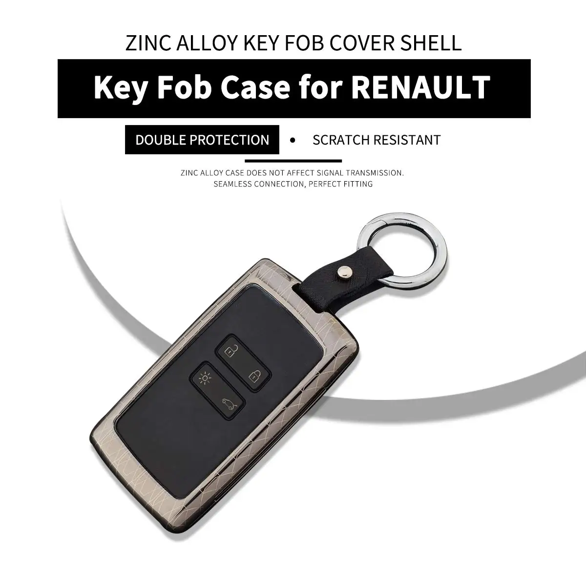 Цинковый сплав дистанционного смарт-ключ чехол оболочка с брелоком для ключ автомобильный для Renault Защитная крышка аксессуары - Название цвета: Grey