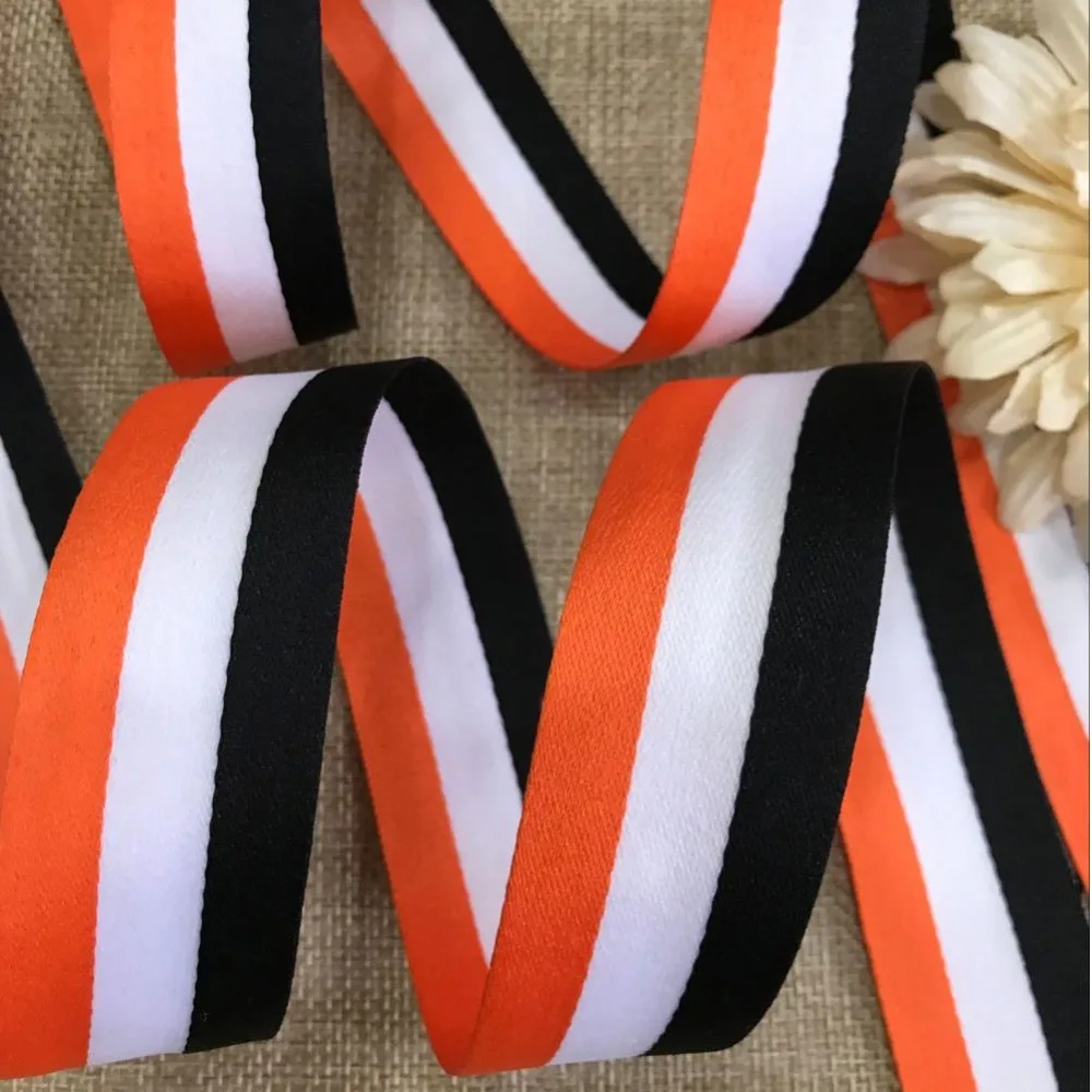 

New 10mm 20mm 25mm 30mm Orange White Black stripes Grosgrain Ribbon DIY Clothing accessories handmade sewing accessories webbing