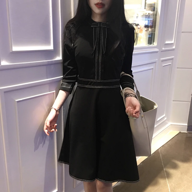 

Plus Size Women Work Wear Elegant Dress Charming Bodycon Midi Spring Business Casual Black Party Dresses Autumn Spring 2019