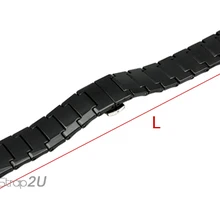 Черный Керамика Твердые Ссылки браслет ремешок серебряный Кнопка раскладывающаяся застежка 15 мм