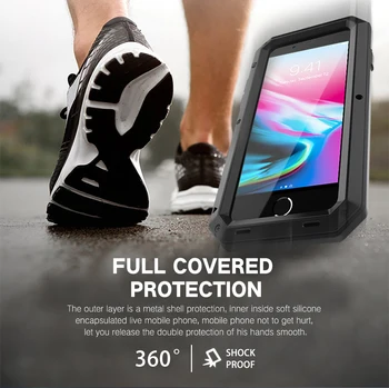 Outdoor Heavy Duty Doom Armor Shockproof Metal Case for iPhone Xs Max Xr X 7 8 6 6S Plus 5 Se 5S 4 4S Dustproof Protection Cover,for iPhone Xs Max,Only Toughened Glass