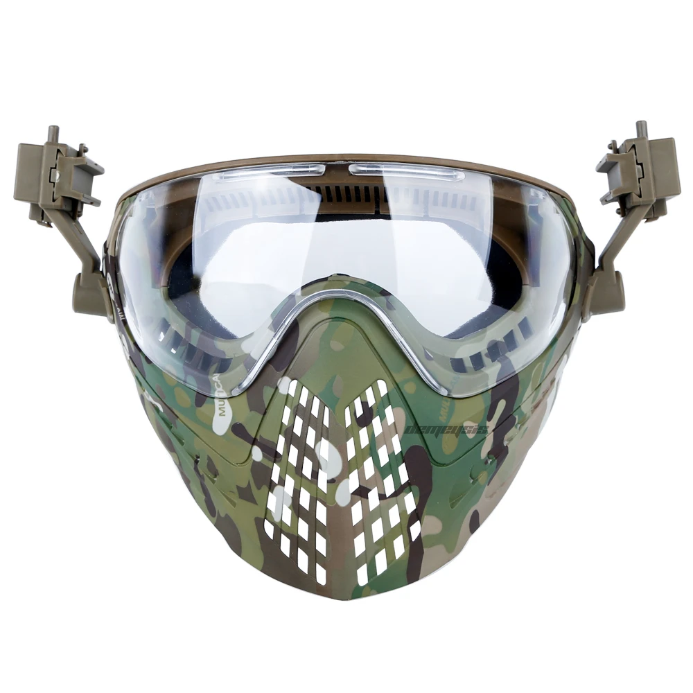 3 Lens Tactical Mask Protective Military Shooting Helmet Mask Full Face Outdoor Hunting Wargame CS Airsoft Paintball Masks - Цвет: multicam