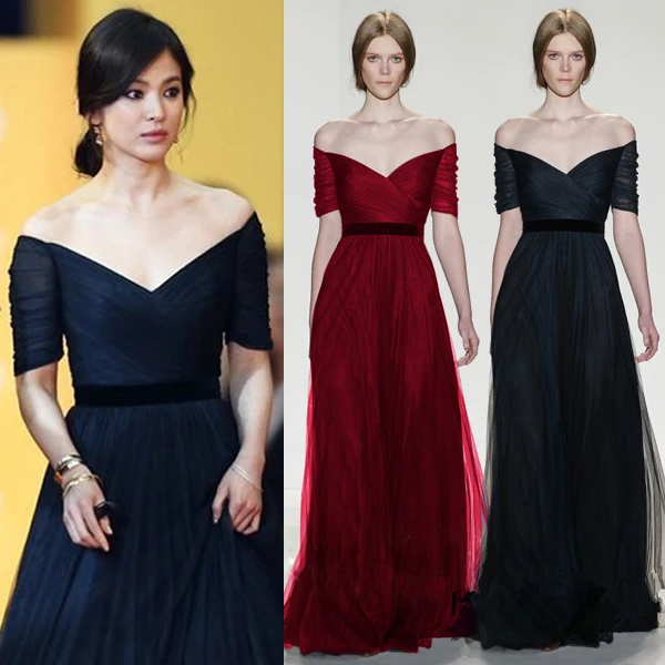 Red Long Evening Dress 2016 New Sexy V Neck Off The Shoulder Easy Pleat Design Black Formal To Party Gown Ruched A Line In Dresses From Red Long Evening Dress 2016 New Sexy V Neck Off The Shoulder Easy Pleat Design Black Formal To Party Gown Ruched A Line In Dresses From