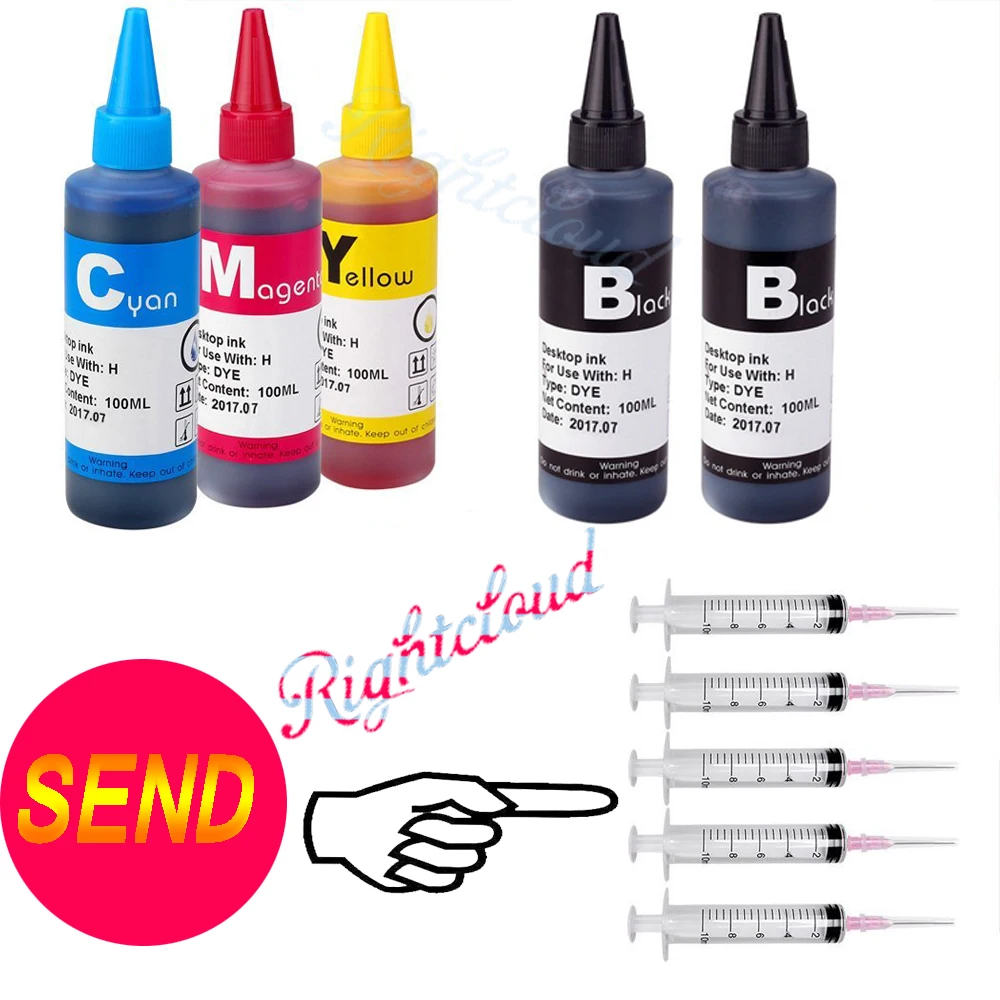 5 x 100ml Universal Compatible Refill Dye Ink kit For HP For Canon For Brother For Epson For