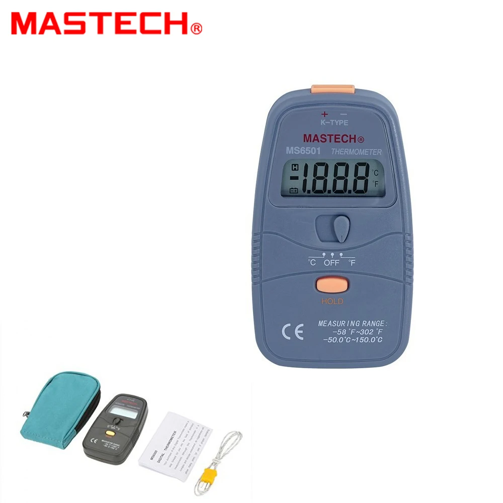 MASTECH MS6501 1999 отсчетов 0,1 Цельсия ручной k-тип термопары цифровой термометр Температура метр разрешение
