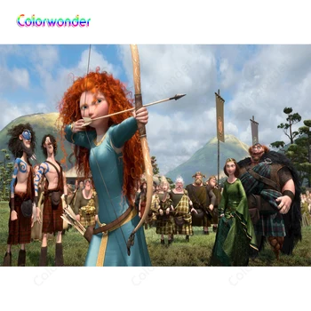 

Roars Theme Party Backdrop Brave Princess Merida with Bow Arrow Photo Background For Shooting Gallery Decor Photo Studio Props