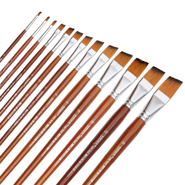 Dainayw 13pcs Angled Paintbrushes Professional Long Handle Paint Brush  Oblique Shape Watercolor Painting Oil Acrylic Nylon Hair - Paint Brushes -  AliExpress