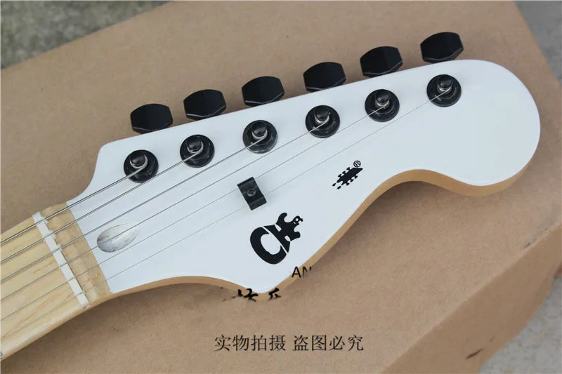 Заводская распродажа Одежда высшего качества 6 строка клен гриф Charvel белый Электрогитары-17-11