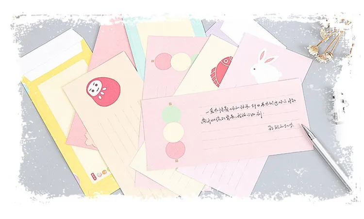 Небольшой свежий японский выдалбливают Романтический любовный с буквами конверт эстетика украшения канцелярские поздравительные
