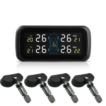 

U903Z-TJ TPMS Tire Pressure Alarm Real Time Monitoring With 4 Built In Ordinary Sensors PSI BAR Two Pressure Unit Selection