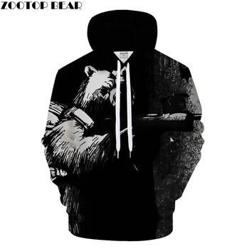 

Black Hoodies Men Bear Hoody 3D Animal hoodie Print Sweatshirt Autumn Tracksuit Pullover Coat Streatwear Drop ship ZOOTOPBEAR