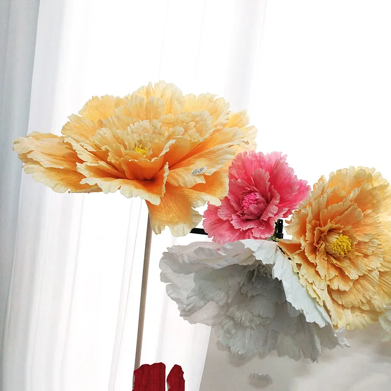 

High Large Peony Flower Head Silk Artificial Flower Wedding Background Wall Showcase Decoration DIY Garland Craft Flower Custom