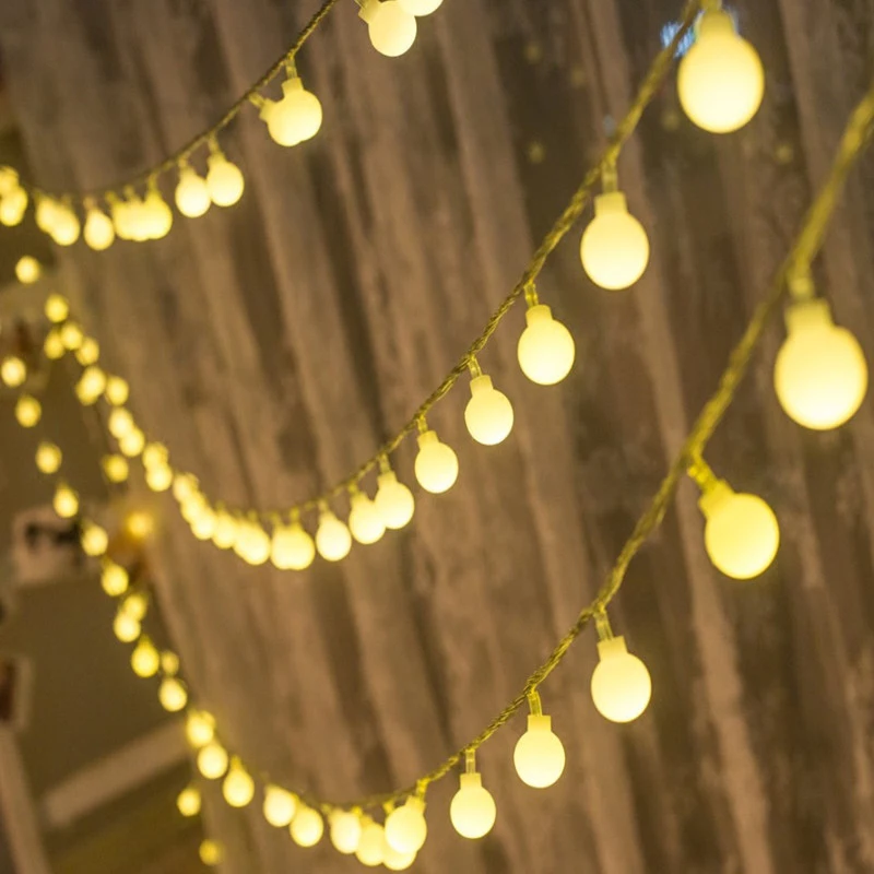 

10m LED String Lights Cherry Ball Curtain Garland Lamps fairy wedding Indoor Outdoor Christmas Holiday Lighting Luminarias