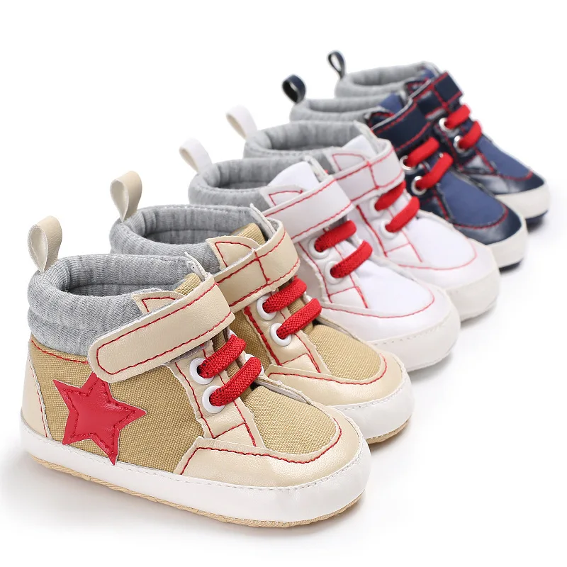 Детская обувь звезда младенческой обувь для новорожденных с высоким берцем детская обувь для малышей маленьких мальчиков Спортивная