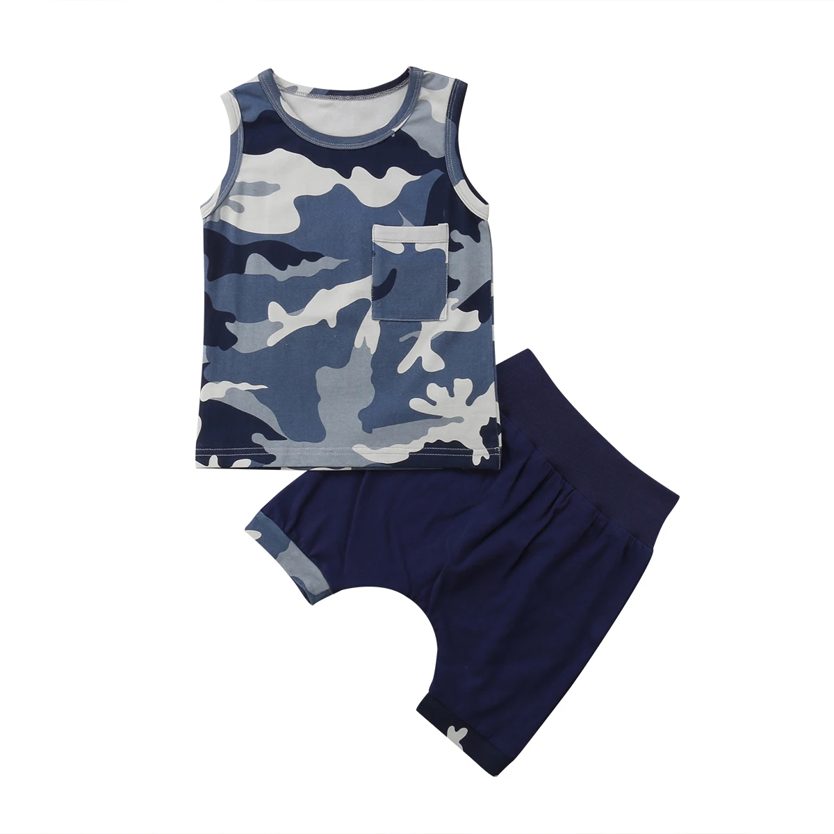 Summer Toddler Newborn Baby Boy Camo Vest Tops Shorts Pants 2Pcs Clothes Outfits Set Clothes