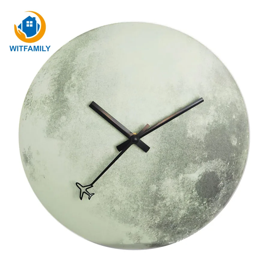 

Luminous Moon Sticker Fluorescent Kids Wall Clock Wall Watch For Childrens Gift Clocks Mute Children Room Home Decor