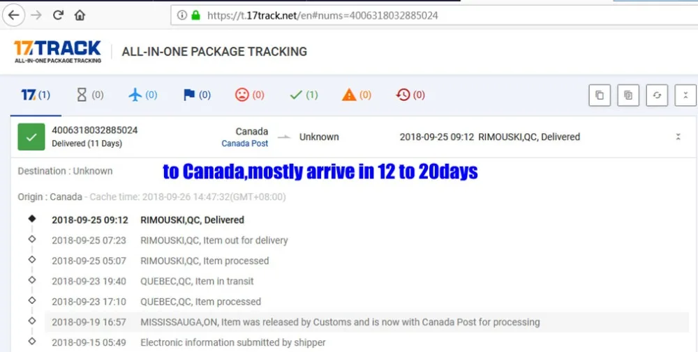 To canada 11days