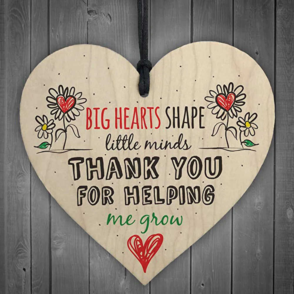 

2018 New Teacher Leaving Gift Nursery Wooden Hanging Pendant Heart Plaque Decor Festive Supplies #NE718