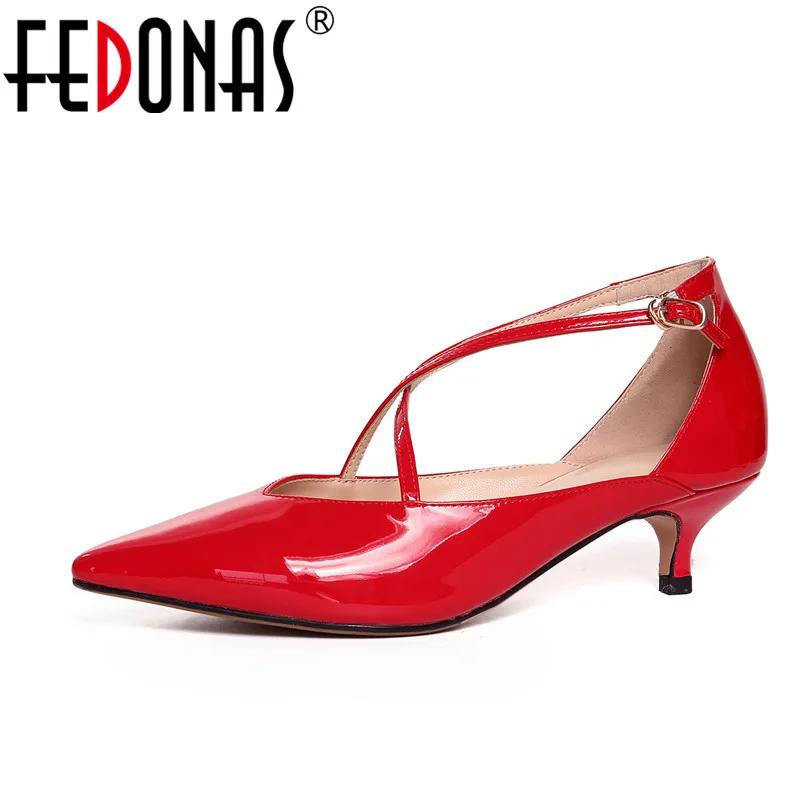 

FEDONAS 2020 New Fashion High Heels Women Pumps Classic Buckles Nude Sexy Prom Wedding Shoes Woman Autumn Pointed Toe Pumps