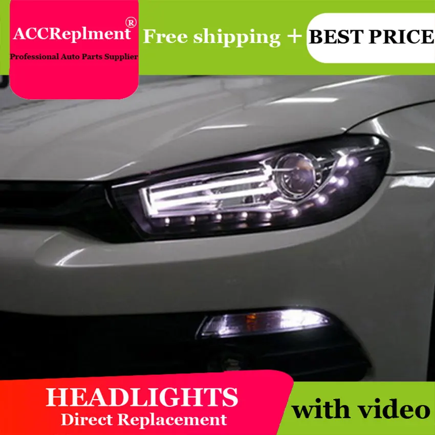 

Car Styling for New Arrival Volks Wagen Scirocco LED Headlight DRL Lens Double Beam H7 HID Xenon bi xenon lens