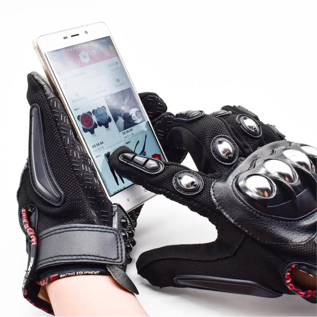 WOSAWE Touch Screen Sports Motorcycle Gloves Men PU Leather Windproof Non-slip Off Road MTB Motocross Hands Protection Gloves