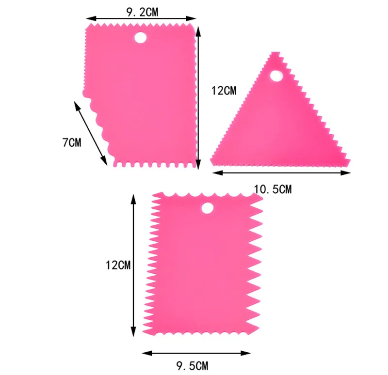 Hoomall 3, 6 штук в партии, Пластик нерегулярные скребок торт Гладкий край сбоку лопатки для выпечки инструмент помадка, кондитерские изделия резак для украшения торта гребень - Цвет: 3pcs pink