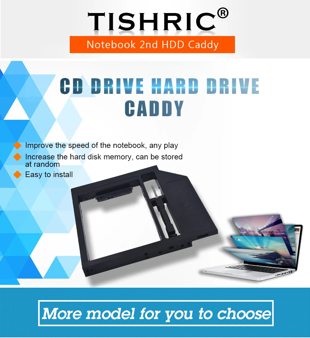 TISHRIC Универсальный 2nd 2,5 HDD HD SSD корпус SATA 3,0 Caddy 12,7 мм внешняя коробка для жесткого диска чехол адаптер Корпус для ноутбука DVD ROM optibay