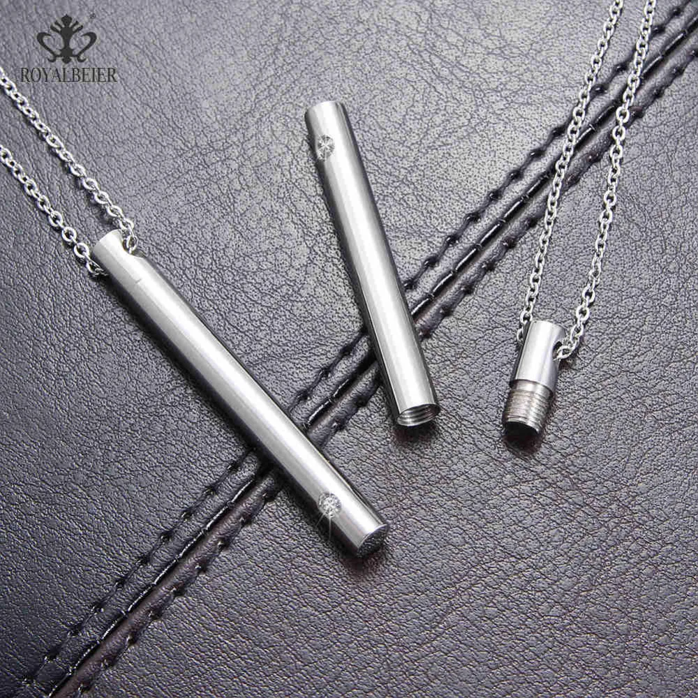 Цепочка с подвеской в виде цилиндра из нержавеющей стали 18 дюймов|cylinder steel|pendant