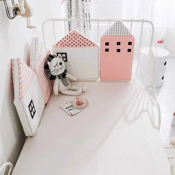 

4 Pcs /Sets Cotton Baby Cartoon Bed Bumper Cute Small House Shaped Baby Crib Bumpers Nursery Anti-collisione Baby Bedding