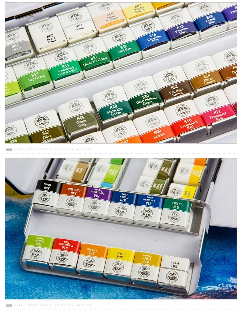 profissão tintas aquarela caixa de ferro embalagem