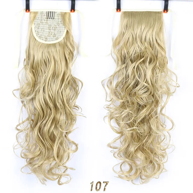 Allaosify 2" длинные вьющиеся волосы на заколках в хвосте накладные волосы конский хвост шиньон с заколками синтетические волосы конский хвост наращивание волос - Цвет: 108 107