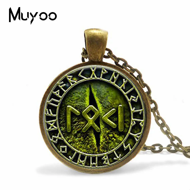 

New Arrival Steampunk Style Snake Eye Loki Petite Written in Rune Jewelry Glass Cabochon Necklace Handmade Gifts for Men