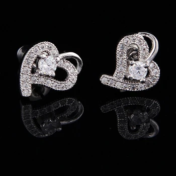 

PINFRST 2017 New Lovely Heart Earrings Stud Earrings AAA Cubic Zircon Earrings For Women
