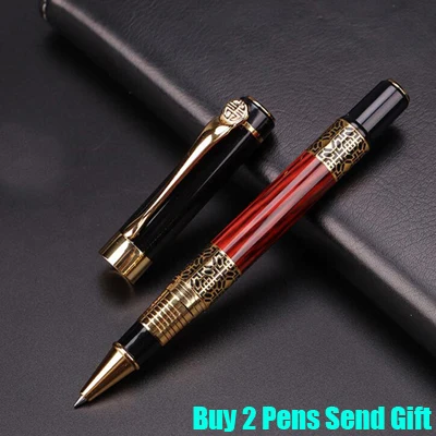Roller Pen No Box Новое поступление брендовая Красная деревянная металлическая авторучка для офисных работников, пишущая подарочная ручка в деловом стиле купить 2 ручки отправить подарок - Цвет: Roller Pen No Box