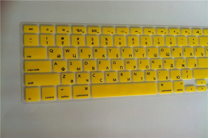 100 шт русская силиконовая Мягкая накладка на клавиатуру, Защитная пленка для apple MacBook Pro air 13 15 17 US макет - Цвет: Цвет: желтый
