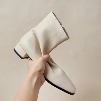 GPOKHDS 2020 women ankle boots soft cow leather zippers square toe autumn spring black color low heel female boots GPOKHDS 2020 women ankle boots soft cow leather zippers square toe autumn spring black color low heel female boots