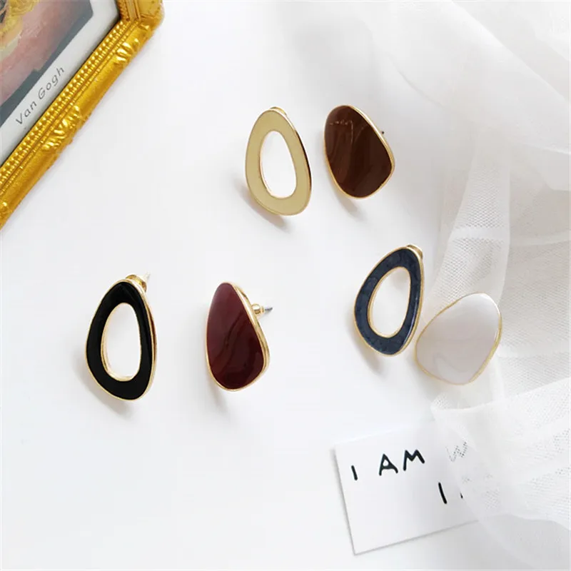 

The new metal geometry earrings contracted asymmetric stud earrings earrings wholesale fashion temperament students