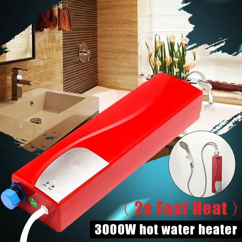 

Electric Water Heaters 220V Instant Tankless Heating Shower LED Lights Leakage Protection Kitchen Bathroom 3000W