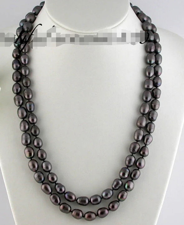 

50" 14mm rice black fw pearl necklace