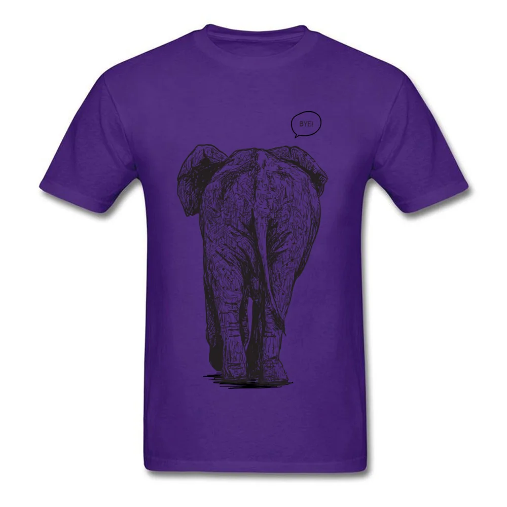 Bye-bye Elephant Print ostern Day 100% Cotton Fabric Crew Neck Mens Tops T Shirt Casual Sweatshirts Funky Short Sleeve T-Shirt Bye-bye Elephant purple