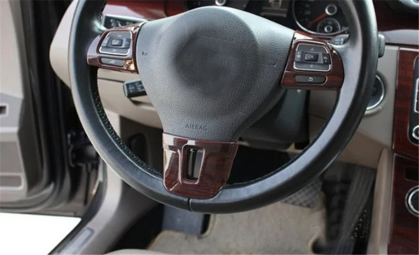 3 шт./лот ABS углеродное волокно или деревянные зерна рулевого колеса украшения крышки для 2012- Volkswagen VW Passat B7