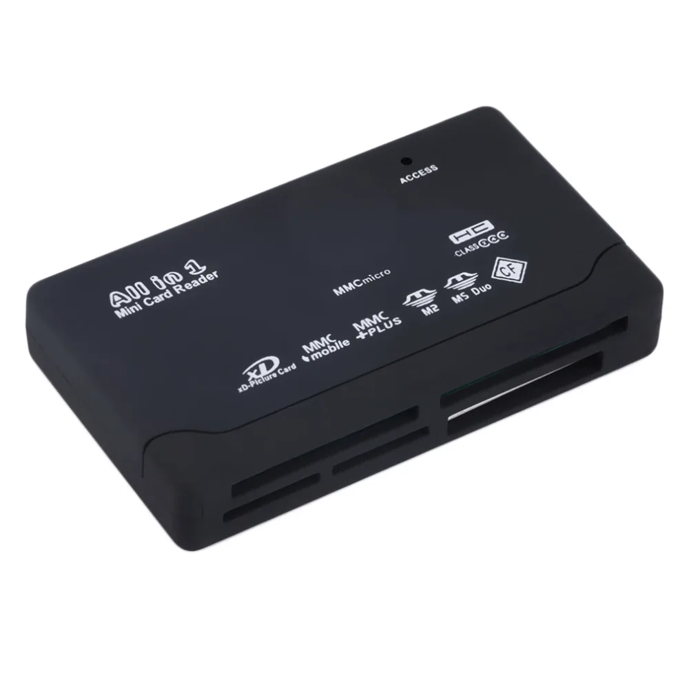 Горячий черный Внешний USB 2,0 Multi Card Reader для XD MMC MS CF TF мини M2 Перевозка груза падения