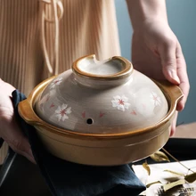 Ретро ручная роспись маленькая кастрюля рисовая Горшочек для детей горячий молоко Горшочек для каши открытый огонь один человек керамика приготовления кастрюль