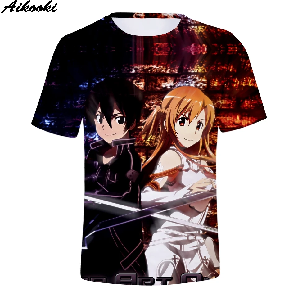 Aikooki 3D Sword Art Online футболка для мужчин с коротким рукавом летние футболки Аниме
