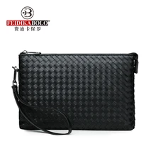 

FEIDIKABOLO Weave Men's Clutch Bag Fashion Men's Wallets Leather Men Envelope Bag Male Clutches Drop Shopping Mobile Purses